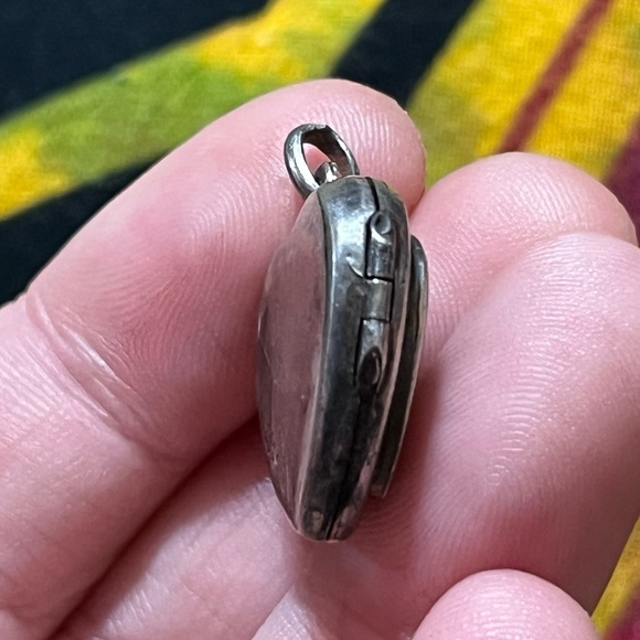 VTG Whimsigoth Black Onyx Sterling Silver 925 Heart Locket Pendant - Picture 4 of 6